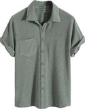 Men Regular Fit Self Design Spread Collar Casual Shirt